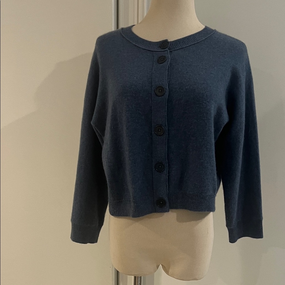 Inhabit Blue Denim Cropped Cashmere Cardigan  P